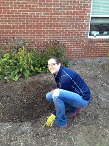 Teachstone's Content and Design Director, Margaret Patterson, mulching
