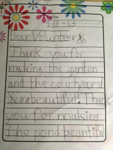 Thank you letter from Cale Elementary School